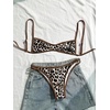 image:imageMakeMeChic Womens Micro Tanning Bikini Sets Cheetah Gingham Sexy Tiny Bathing Suit SwimsuitCheetah Brown