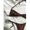 image:imageMakeMeChic Womens Micro Tanning Bikini Sets Cheetah Gingham Sexy Tiny Bathing Suit SwimsuitChocolate Brown