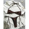 image:imageMakeMeChic Womens Micro Tanning Bikini Sets Cheetah Gingham Sexy Tiny Bathing Suit SwimsuitChocolate Brown