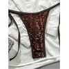 image:imageMakeMeChic Womens Micro Tanning Bikini Sets Cheetah Gingham Sexy Tiny Bathing Suit SwimsuitChocolate Brown