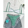 image:imageMakeMeChic Womens Micro Tanning Bikini Sets Cheetah Gingham Sexy Tiny Bathing Suit SwimsuitGreen Floral