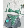 image:imageMakeMeChic Womens Micro Tanning Bikini Sets Cheetah Gingham Sexy Tiny Bathing Suit SwimsuitGreen Floral