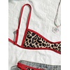 image:imageMakeMeChic Womens Micro Tanning Bikini Sets Cheetah Gingham Sexy Tiny Bathing Suit SwimsuitLeopard Brown Red
