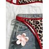 image:imageMakeMeChic Womens Micro Tanning Bikini Sets Cheetah Gingham Sexy Tiny Bathing Suit SwimsuitLeopard Brown Red