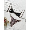 image:imageMakeMeChic Womens Micro Tanning Bikini Sets Cheetah Gingham Sexy Tiny Bathing Suit SwimsuitLeopard Dark Brown