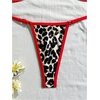 image:imageMakeMeChic Womens Micro Tanning Bikini Sets Cheetah Gingham Sexy Tiny Bathing Suit SwimsuitLeopard Red