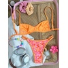 image:imageMakeMeChic Womens Micro Tanning Bikini Sets Cheetah Gingham Sexy Tiny Bathing Suit SwimsuitOrange Floral