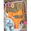 image:imageMakeMeChic Womens Micro Tanning Bikini Sets Cheetah Gingham Sexy Tiny Bathing Suit SwimsuitOrange Floral
