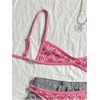 image:imageMakeMeChic Womens Micro Tanning Bikini Sets Cheetah Gingham Sexy Tiny Bathing Suit SwimsuitPink