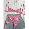 image:imageMakeMeChic Womens Micro Tanning Bikini Sets Cheetah Gingham Sexy Tiny Bathing Suit SwimsuitPink