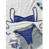 image:imageMakeMeChic Womens Micro Tanning Bikini Sets Cheetah Gingham Sexy Tiny Bathing Suit SwimsuitPolka Dots Blue