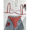 image:imageMakeMeChic Womens Micro Tanning Bikini Sets Cheetah Gingham Sexy Tiny Bathing Suit SwimsuitRed Floral