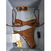 image:imageMakeMeChic Womens Micro Tanning Bikini Sets Cheetah Gingham Sexy Tiny Bathing Suit SwimsuitZebra Brown