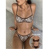 image:imageMakeMeChic Womens Micro Tanning Bikini Sets Cheetah Gingham Sexy Tiny Bathing Suit SwimsuitZebra Brown