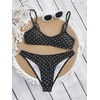 image:imageMakeMeChic Womens Polka Dots Thong Bikini Sets High Cut Micro Sexy Bathing Suit SwimsuitBlack