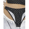 image:imageMakeMeChic Womens Polka Dots Thong Bikini Sets High Cut Micro Sexy Bathing Suit SwimsuitBlack