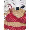 image:imageMakeMeChic Womens Polka Dots Thong Bikini Sets High Cut Micro Sexy Bathing Suit SwimsuitBright Red