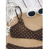 image:imageMakeMeChic Womens Polka Dots Thong Bikini Sets High Cut Micro Sexy Bathing Suit SwimsuitBrown
