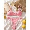 image:imageMakeMeChic Womens Polka Dots Thong Bikini Sets High Cut Micro Sexy Bathing Suit SwimsuitPink