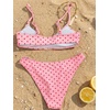 image:imageMakeMeChic Womens Polka Dots Thong Bikini Sets High Cut Micro Sexy Bathing Suit SwimsuitPink