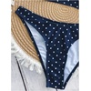 image:imageMakeMeChic Womens Polka Dots Thong Bikini Sets High Cut Micro Sexy Bathing Suit SwimsuitPolka Dots Dark Blue