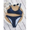 image:imageMakeMeChic Womens Polka Dots Thong Bikini Sets High Cut Micro Sexy Bathing Suit SwimsuitPolka Dots Dark Blue