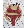 image:imageMakeMeChic Womens Polka Dots Thong Bikini Sets High Cut Micro Sexy Bathing Suit SwimsuitRed