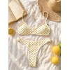image:imageMakeMeChic Womens Polka Dots Thong Bikini Sets High Cut Micro Sexy Bathing Suit SwimsuitYellow