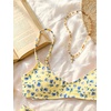 image:imageMakeMeChic Womens Polka Dots Thong Bikini Sets High Cut Micro Sexy Bathing Suit SwimsuitYellow Floral