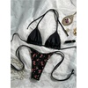 image:imageMakeMeChic Womens Sexy Sequin Bikini Sets String Halter Triangle Swimsuits Two Piece Summer Bathing SuitBlack