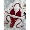 image:imageMakeMeChic Womens Sexy Sequin Bikini Sets String Halter Triangle Swimsuits Two Piece Summer Bathing SuitBurgundy