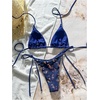 image:imageMakeMeChic Womens Sexy Sequin Bikini Sets String Halter Triangle Swimsuits Two Piece Summer Bathing SuitDark Blue