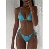 image:imageMakeMeChic Womens Sexy Sequin Bikini Sets String Halter Triangle Swimsuits Two Piece Summer Bathing SuitMint Blue
