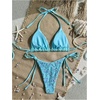 image:imageMakeMeChic Womens Sexy Sequin Bikini Sets String Halter Triangle Swimsuits Two Piece Summer Bathing SuitMint Blue