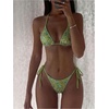 image:imageMakeMeChic Womens Sexy Sequin Bikini Sets String Halter Triangle Swimsuits Two Piece Summer Bathing SuitOlive Green