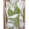 image:imageMakeMeChic Womens Sexy Sequin Bikini Sets String Halter Triangle Swimsuits Two Piece Summer Bathing SuitOlive Green
