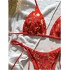 image:imageMakeMeChic Womens Sexy Sequin Bikini Sets String Halter Triangle Swimsuits Two Piece Summer Bathing SuitRed
