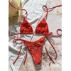 image:imageMakeMeChic Womens Sexy Sequin Bikini Sets String Halter Triangle Swimsuits Two Piece Summer Bathing SuitRed