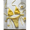 image:imageMakeMeChic Womens Sexy Sequin Bikini Sets String Halter Triangle Swimsuits Two Piece Summer Bathing SuitYellow
