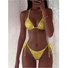 image:imageMakeMeChic Womens Sexy Sequin Bikini Sets String Halter Triangle Swimsuits Two Piece Summer Bathing SuitYellow
