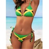 image:imageMakeMeChic Womens Striped Bikini Sets Halter Triangle Tie Side Thong 2 Piece SwimsuitsGreen