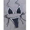 image:imageMakeMeChic Womens Summer Gingham 2 Piece Bikini Set Halter String Triangle Swimsuit Beach Vacation SwimwearBlack and White