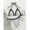 image:imageMakeMeChic Womens Summer Gingham 2 Piece Bikini Set Halter String Triangle Swimsuit Beach Vacation SwimwearBlack and White B