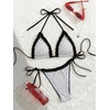 image:imageMakeMeChic Womens Summer Gingham 2 Piece Bikini Set Halter String Triangle Swimsuit Beach Vacation SwimwearBlack and White B