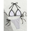 image:imageMakeMeChic Womens Summer Gingham 2 Piece Bikini Set Halter String Triangle Swimsuit Beach Vacation SwimwearBlack and White B