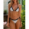 image:imageMakeMeChic Womens Summer Gingham 2 Piece Bikini Set Halter String Triangle Swimsuit Beach Vacation SwimwearBlack and White B
