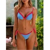 image:imageMakeMeChic Womens Summer Gingham 2 Piece Bikini Set Halter String Triangle Swimsuit Beach Vacation SwimwearBlue and Red
