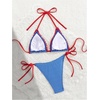 image:imageMakeMeChic Womens Summer Gingham 2 Piece Bikini Set Halter String Triangle Swimsuit Beach Vacation SwimwearBlue and Red