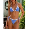 image:imageMakeMeChic Womens Summer Gingham 2 Piece Bikini Set Halter String Triangle Swimsuit Beach Vacation SwimwearBlue and White