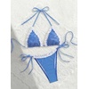 image:imageMakeMeChic Womens Summer Gingham 2 Piece Bikini Set Halter String Triangle Swimsuit Beach Vacation SwimwearBlue and White